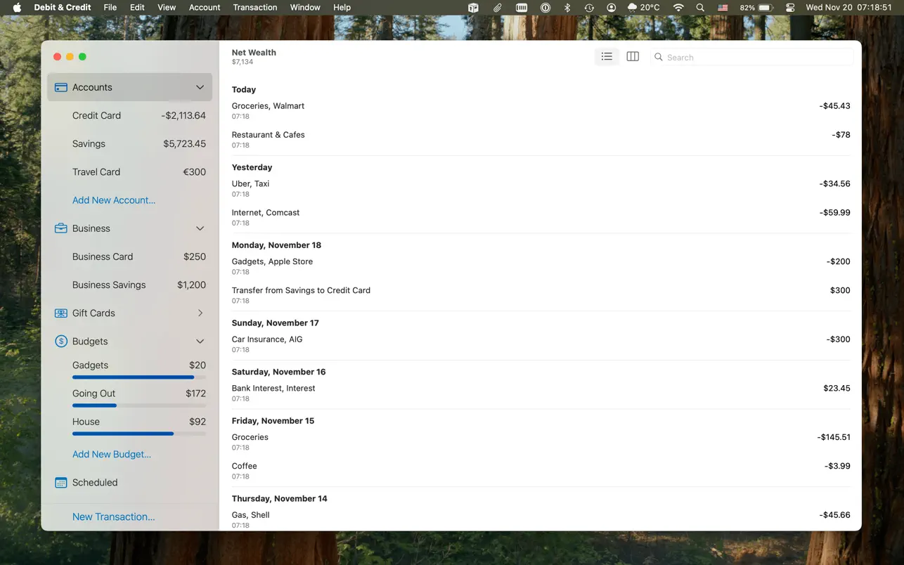 Debit & Credit个人理财应用程序
