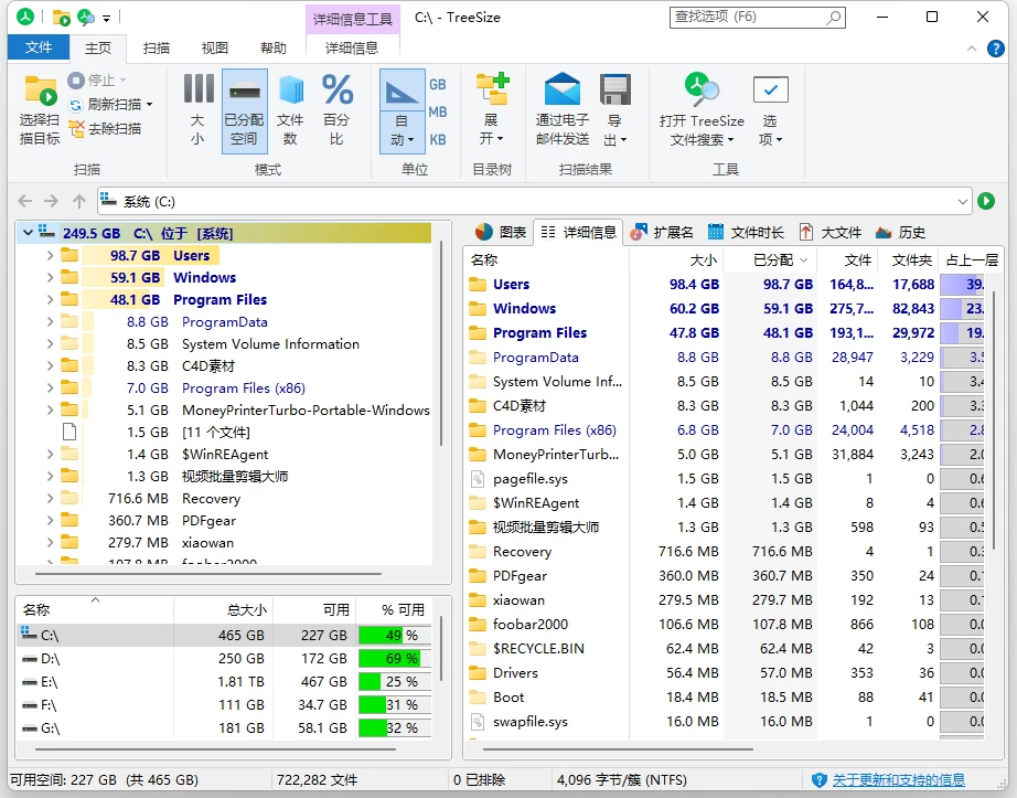 TreeSize Professional 磁盘容量分析器