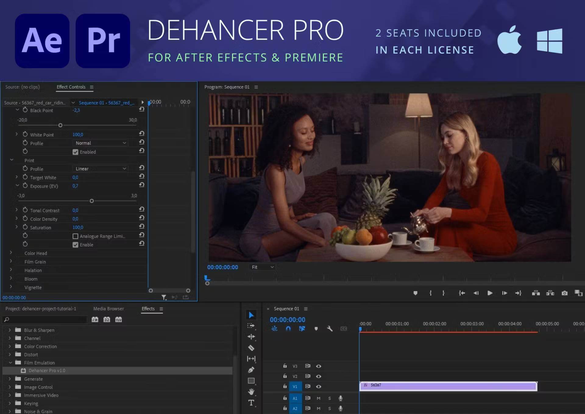 Dehancer Pro/Dehancer Film v7.4.0 x64 forPR&AE&OFX&PS&LR 电影质感胶片效果插件