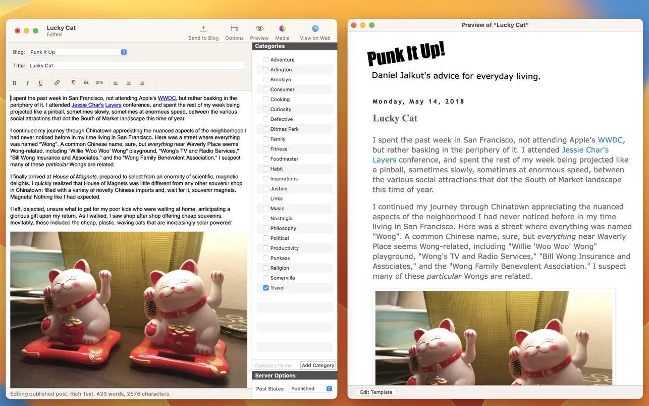  MarsEdit博客编写预览发布工具