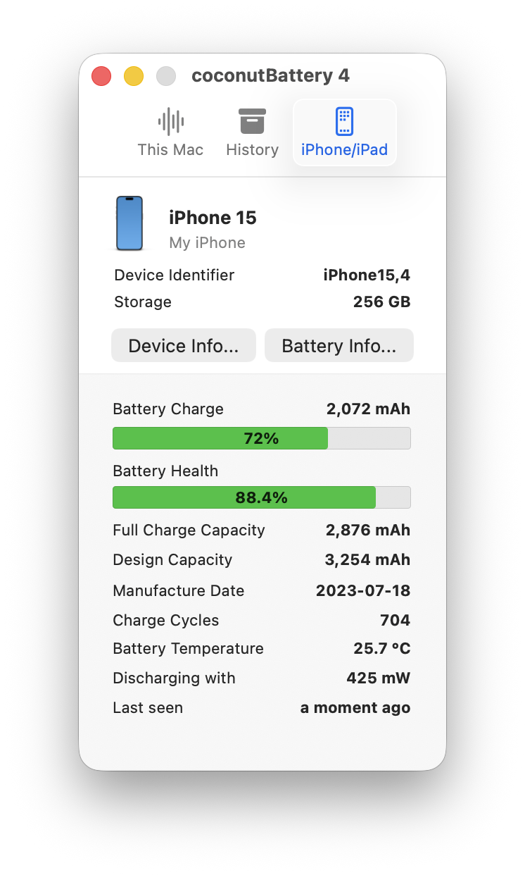 coconutBattery Plus v4.3.2 电池质量检测工具